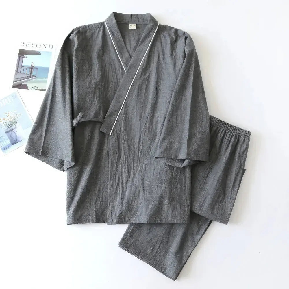 Tweedelige Pyjama Met Japanse Kimono Voor Heren VIQA© NEDERLANDDonkergrijs-L