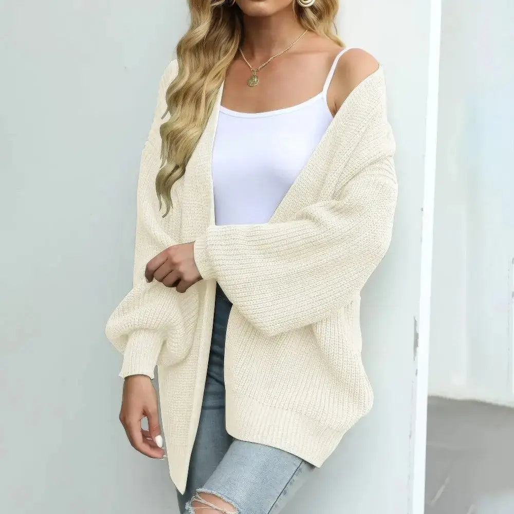 Stijlvolle Gebreide Dames Trui Jas VIQA© NEDERLANDBeige-XXL