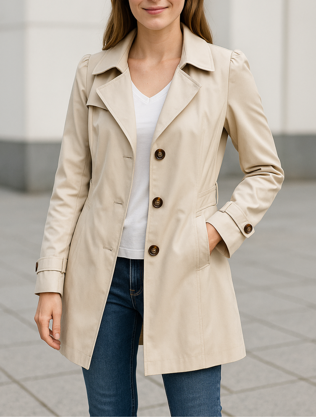 Dubbelrijige Trenchcoat Voor Dames, Middellange Elegante Herfst En Winter Jas Windjack | VIQA VIQA© NEDERLAND