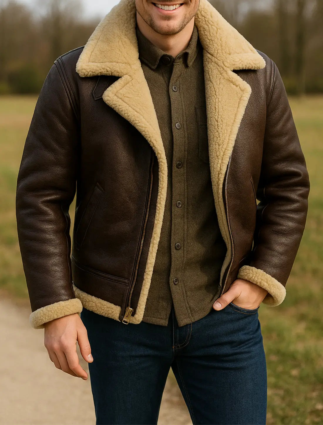 Heren Jas Van Kunstleer, Winterjas Met Rits En Zakken, Warme Casual Mode Bovenkleding | VIQA VIQA© NEDERLANDBruin / 2XL