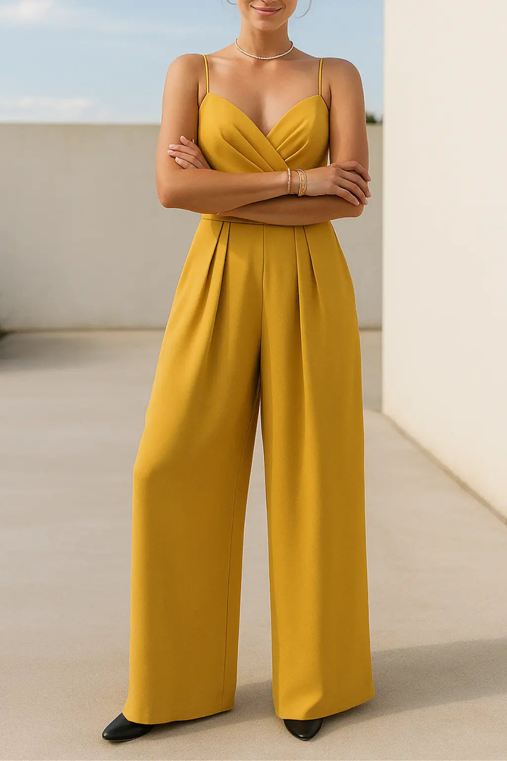 Dames Minimale Jumpsuit, Rechte Broekspijp Met Jarretel, Hoge Taille Lente Zomer Kleding Set | VIQA VIQA© NEDERLANDGeel / 2XL