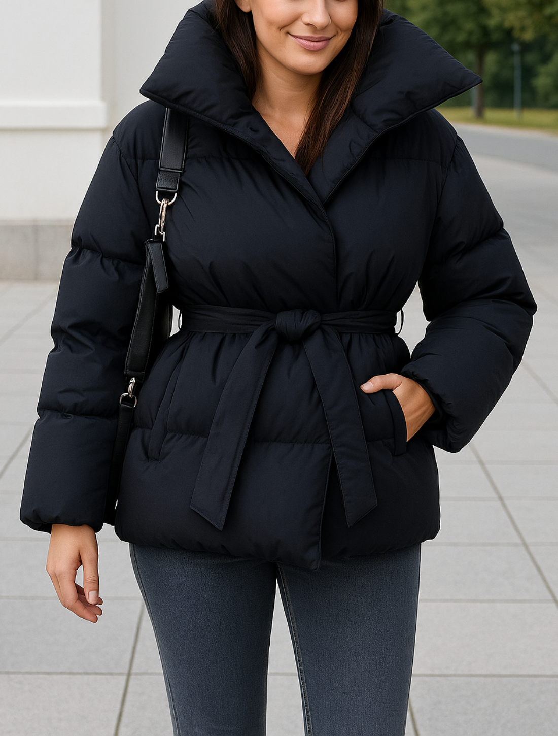 Damesjas Met Vetersluiting,Casual Kraag Enkelrijks Model Winterbovenkleding | VIQA VIQA© NEDERLAND