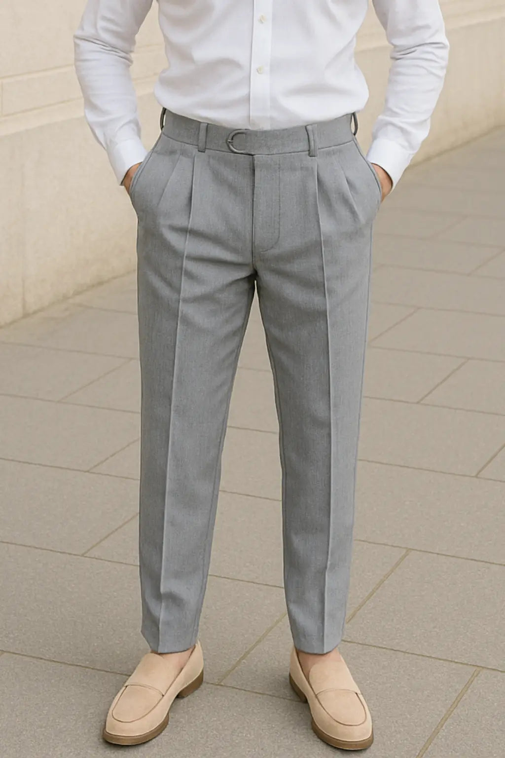 Heren Pantalon, Hooggetailleerde Rechte Broek, Zakelijke Stijl Met Riem | VIQA VIQA© NEDERLAND