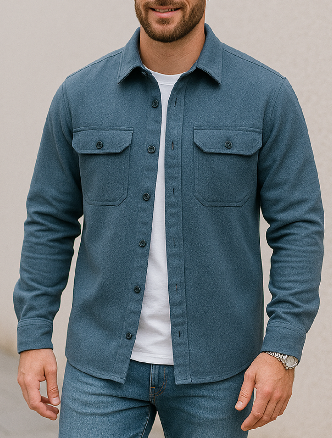 Casual Overhemdjasje Voor Heren, Enkelrijks Jasje Met Lange Mouwen En Revers, Gerfst, Winter Bovenkleding | VIQA VIQA© NEDERLAND