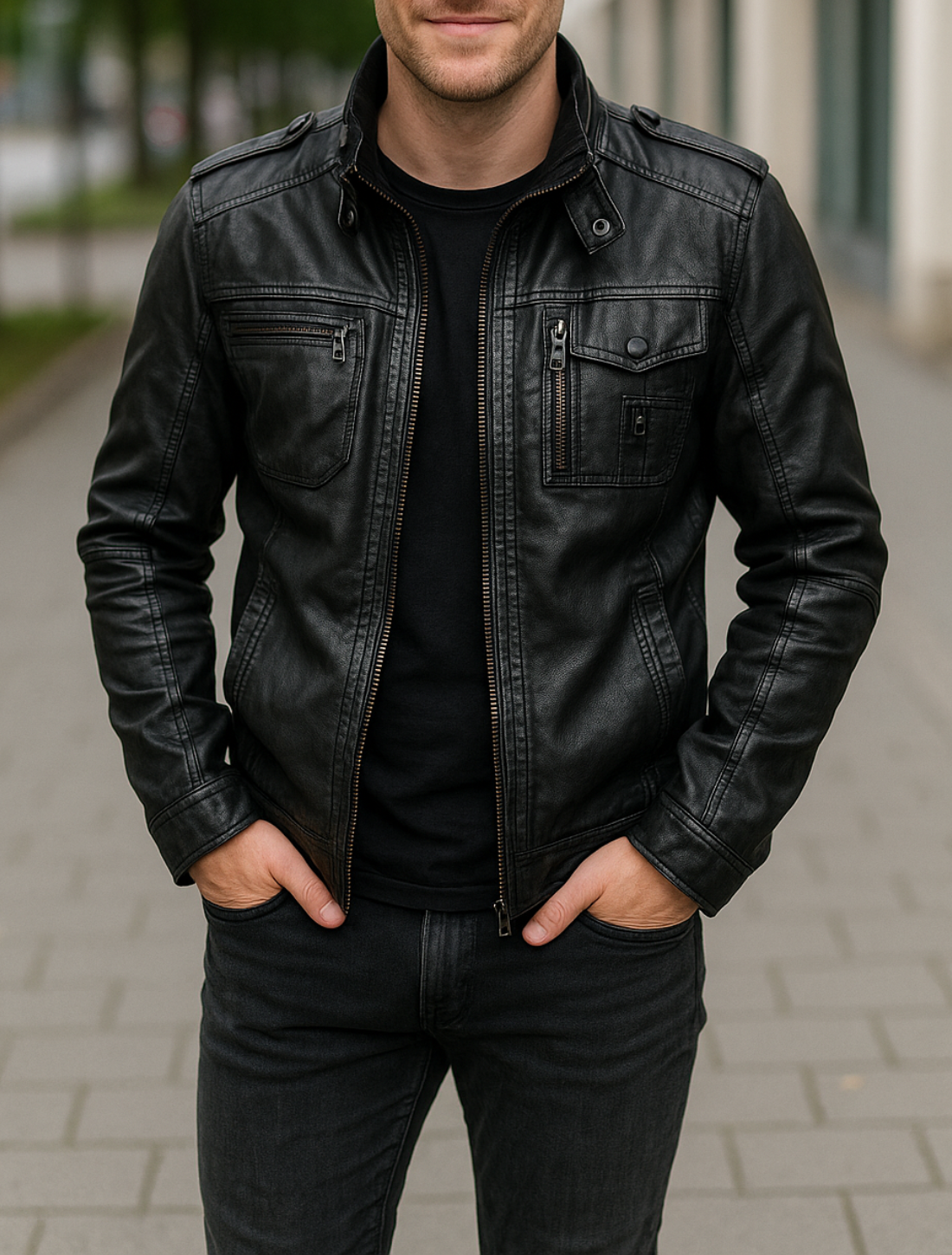 Leren Motorjas Voor Heren, Motorjas Van PU, Casual Dikke Bovenkleding Voor Winter | VIQA VIQA© NEDERLAND