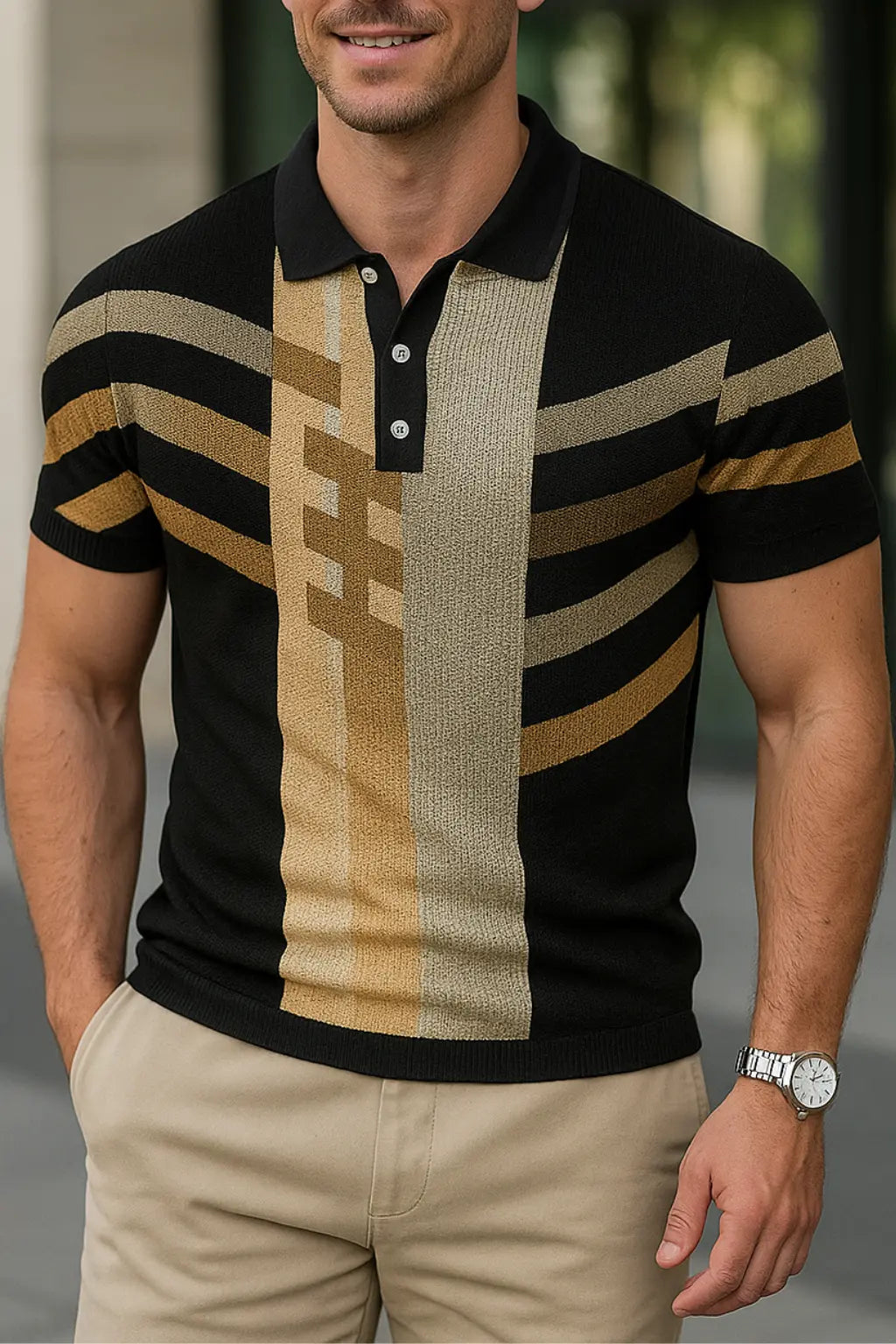 Heren Polo Shirt Met Korte Mouwen, Zomer Casual Sneldrogende Pullover Top, Mode Kleding | VIQA VIQA© NEDERLANDZwart-Grijs / 2XL