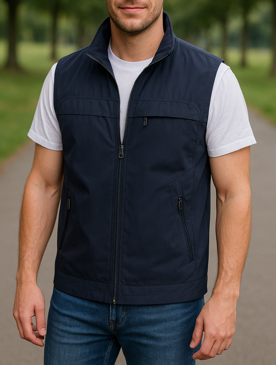 Sneldrogend Mouwloos Vest Met Meerdere Zakken Voor Heren, Casual Vest Met Opstaande Kraag Voor Buitengebruik | VIQA VIQA© NEDERLAND