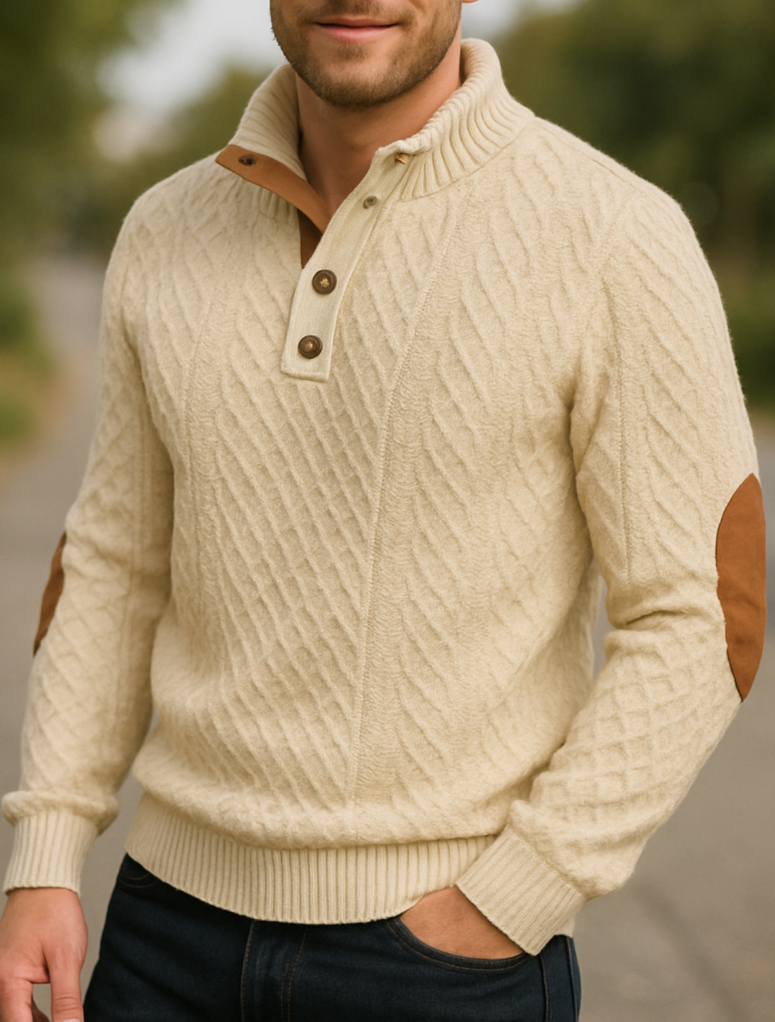 Gebreide Heren Trui Met Lange Mouwen En Staande Kraag, Casual Zakelijke Pullover | VIQA VIQA© NEDERLAND