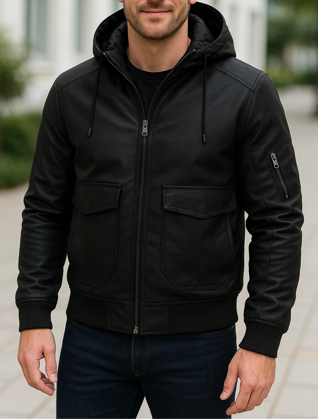 Leren Motorjack Voor Heren, Dikke Motorjas Met Afneembare Capuchon, Casual Winterkleding | VIQA VIQA© NEDERLAND