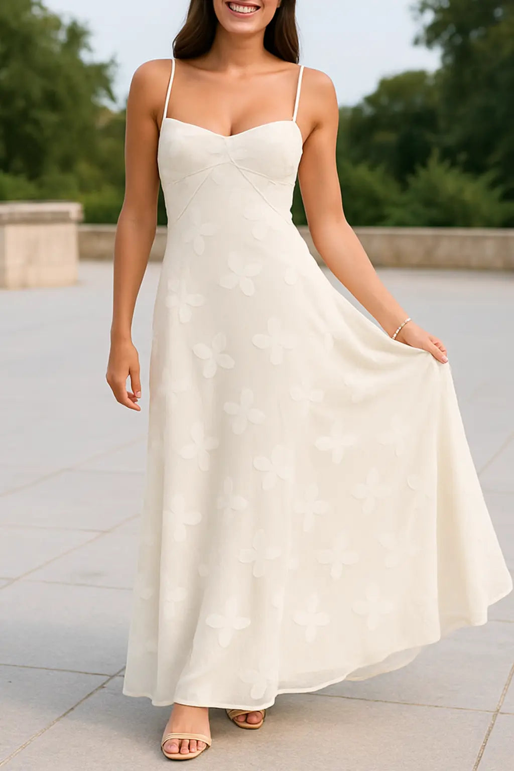 Dames Sexy Kant Halter Maxi Jurk, Sprookjesachtige Stijl Zomer Casual Jurk | VIQA VIQA© NEDERLANDWit / XL