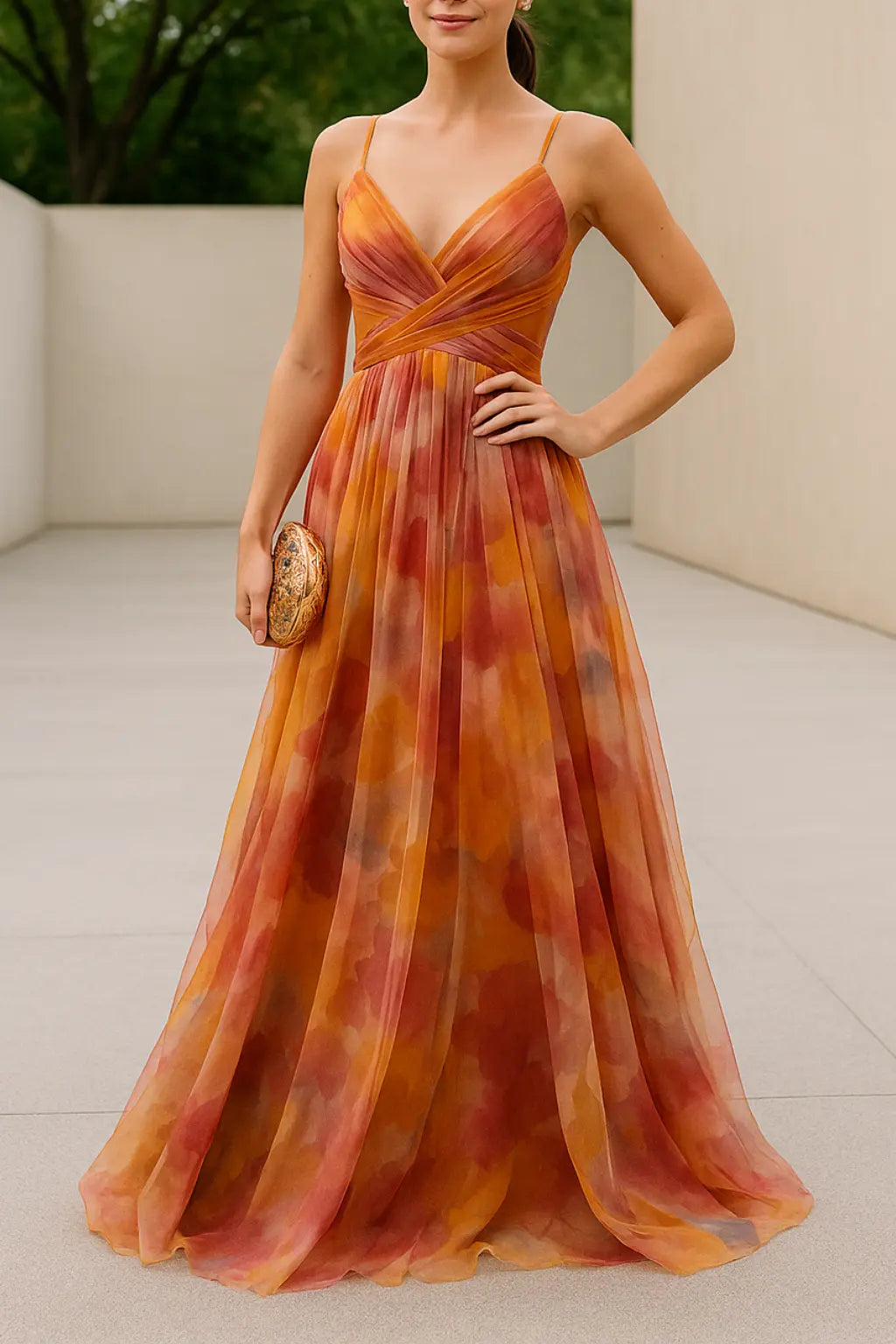 Sexy Jurk Met Spaghettibandjes Voor Dames, V-Hals, Rugloze Jurk Met Vetersluiting, Lange Avondjurk Voor Feestjes| VIQA VIQA© NEDERLANDOranje / XL