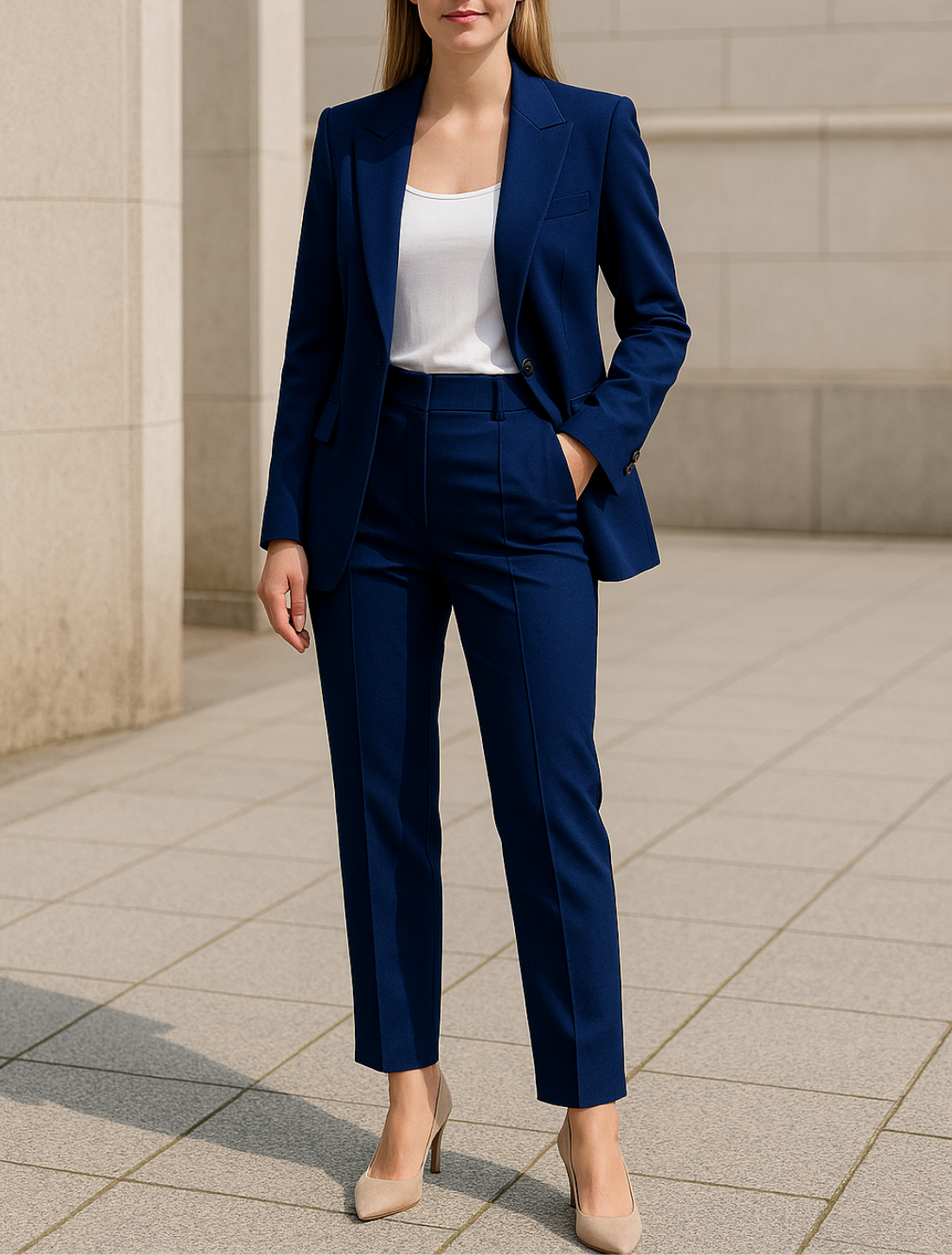 Slim Pasvorm Vestpak Voor Dames, Elegante Effen Kleur Temperament Kantooroutfit | VIQA VIQA© NEDERLAND