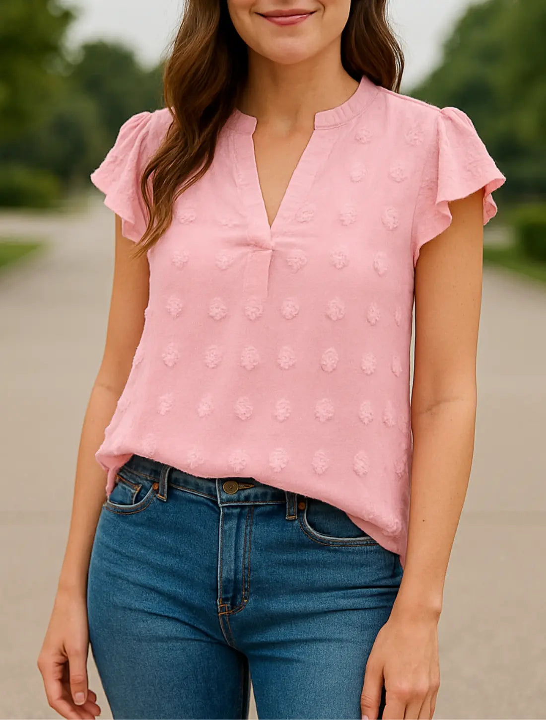 Dames Zomer Blouse, Effen Kleur Losse Pasvorm Shirt, Elegante Casual Top | VIQA VIQA© NEDERLANDRoze / 2XL