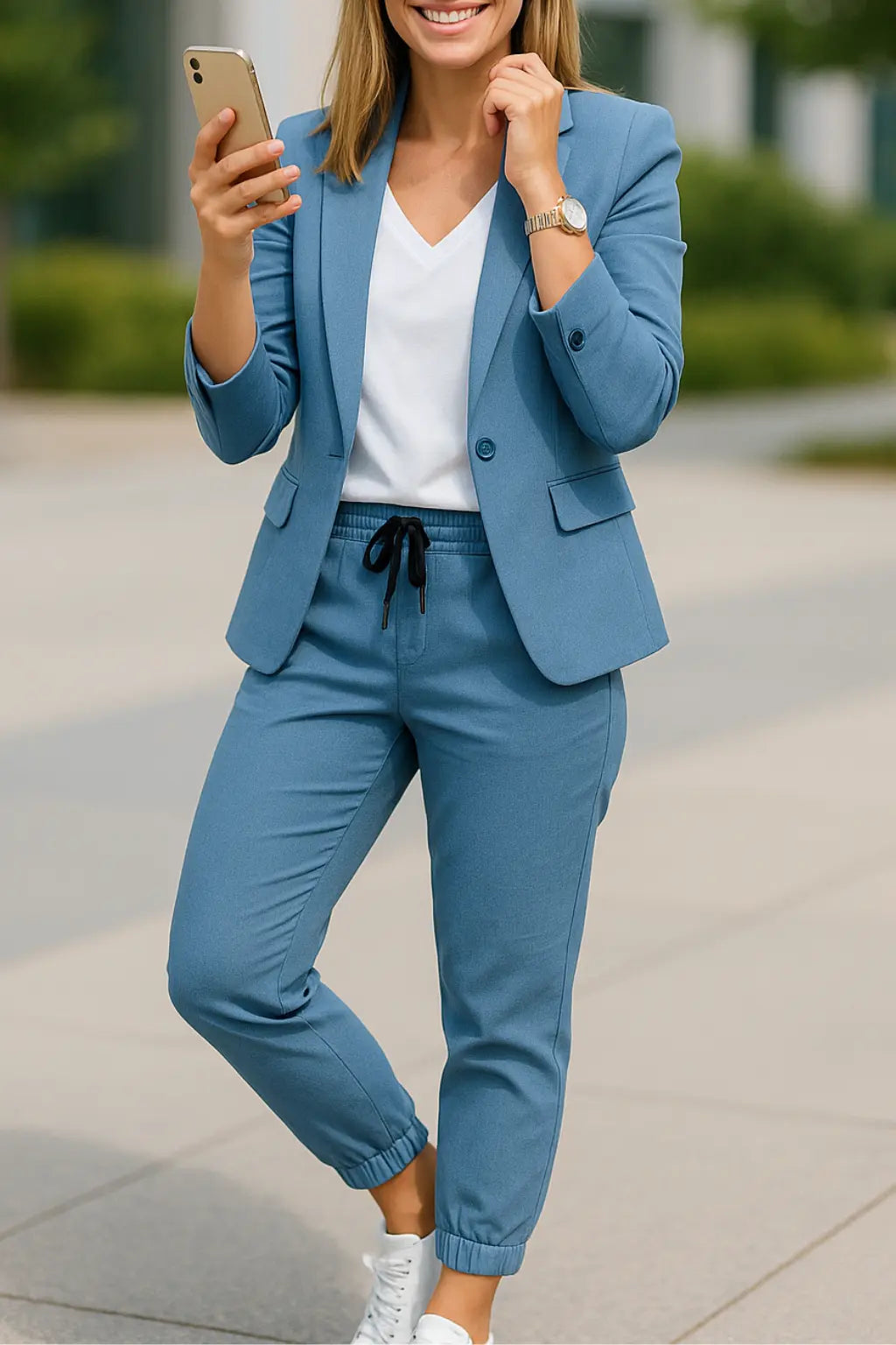 Dames Kostuum Set, Elegante Zomer Tweedelig Outfit, Casual Zakelijke Slijtage | VIQA VIQA© NEDERLANDBlauw / 2XL