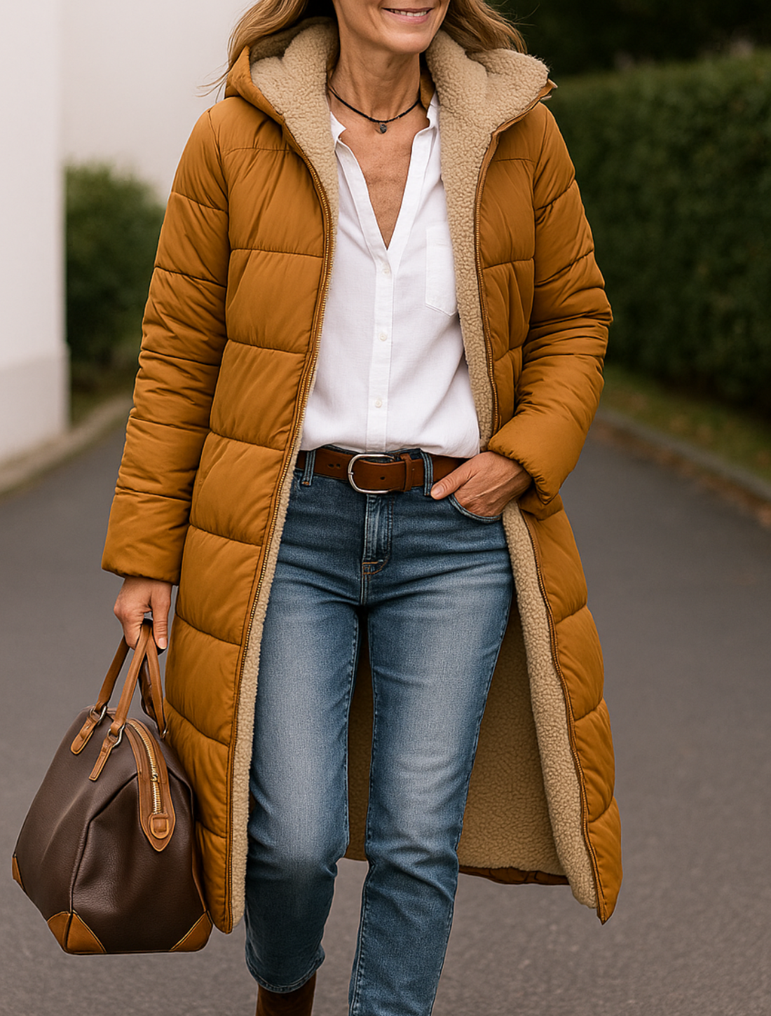 Dubbelzijdige Jas Met Capuchon Voor Dames, Lange Trendy Winterjas Voor Woon-Werkverkeer | VIQA VIQA© NEDERLAND