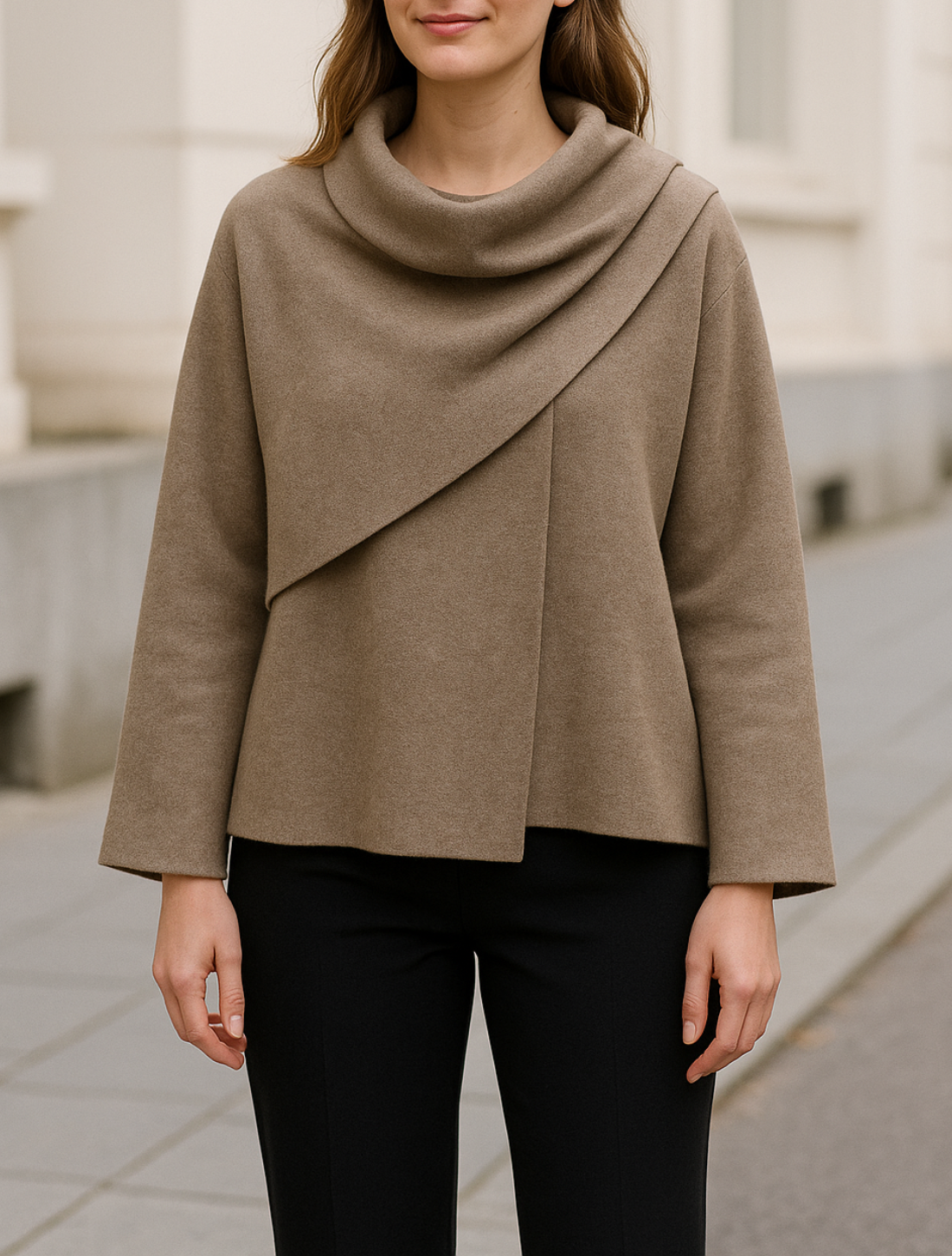 Elegante Dames Vest, Jas Met Lange Mouwen En Sjaal, Warm Herfst- En Winter Model Voor Woon-Werkverkeer | VIQA VIQA© NEDERLAND