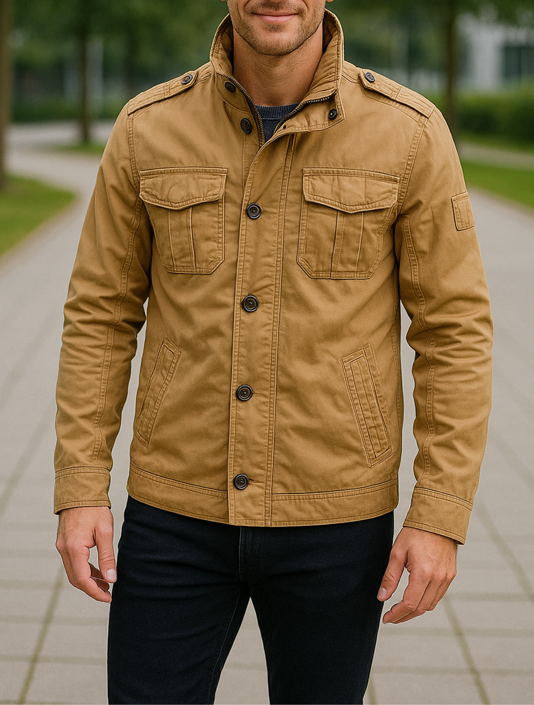 Heren Denim Cargo Jas, Outdoor Multizakken Camo Veldjas Voor Casual Wandelen | VIQA VIQA© NEDERLAND