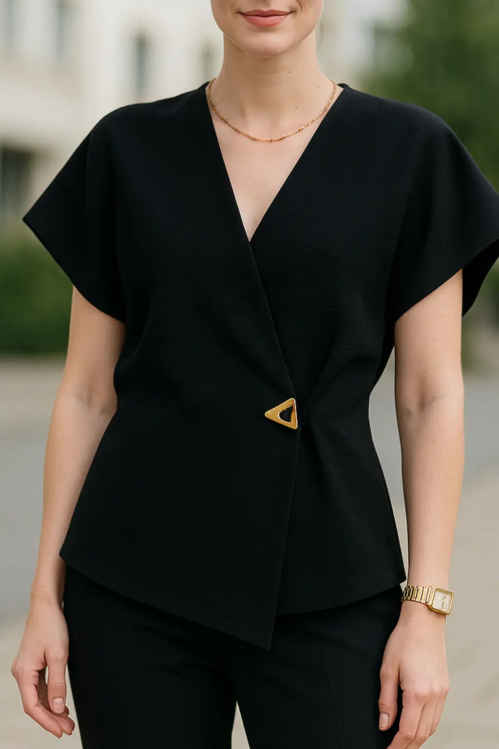 Dames Zomer Blazer Vest, Asymmetrisch Slank Fit Een-knoop Waistcoat Top, Mode Jas | VIQA VIQA© NEDERLANDZwart / L