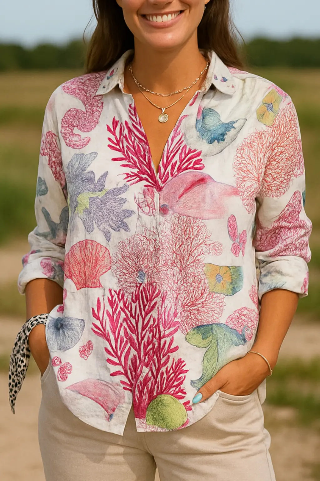 Dames Zomer Bloemen Print Shirt, Lange Tuniek Stijl Met Halve Mouwen, Lichtgewicht Trendy Top | VIQA VIQA© NEDERLANDWit-Roze / 2XL