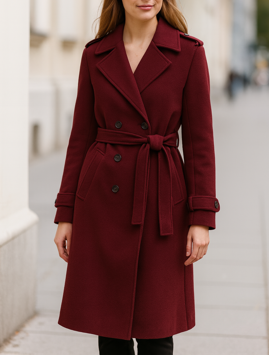 Elegante Bordeauxrode Trenchcoat voor Dames, Dubbel Geknoopt Windjack Met Riem Herfst Outerwear | VIQA VIQA© NEDERLAND