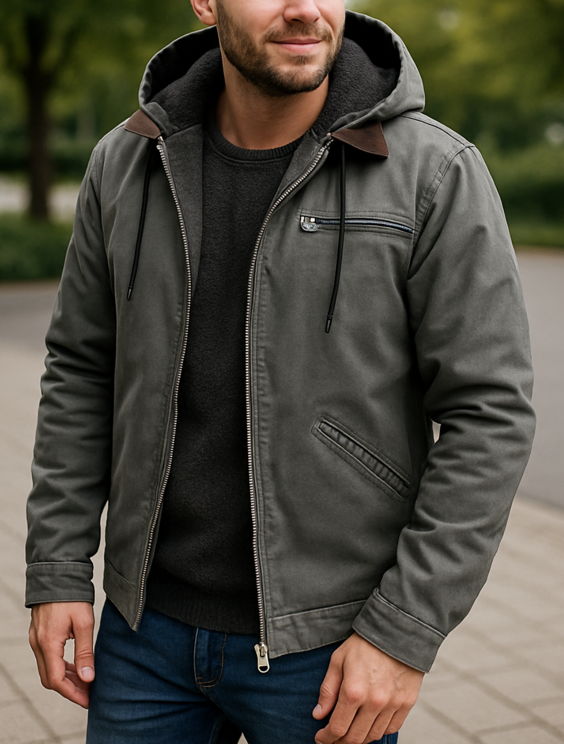 Heren Katoenen Gewatteerde Jas, Casual Effen Rits Parka, Winter Trendy Losse Jas | VIQA VIQA© NEDERLAND