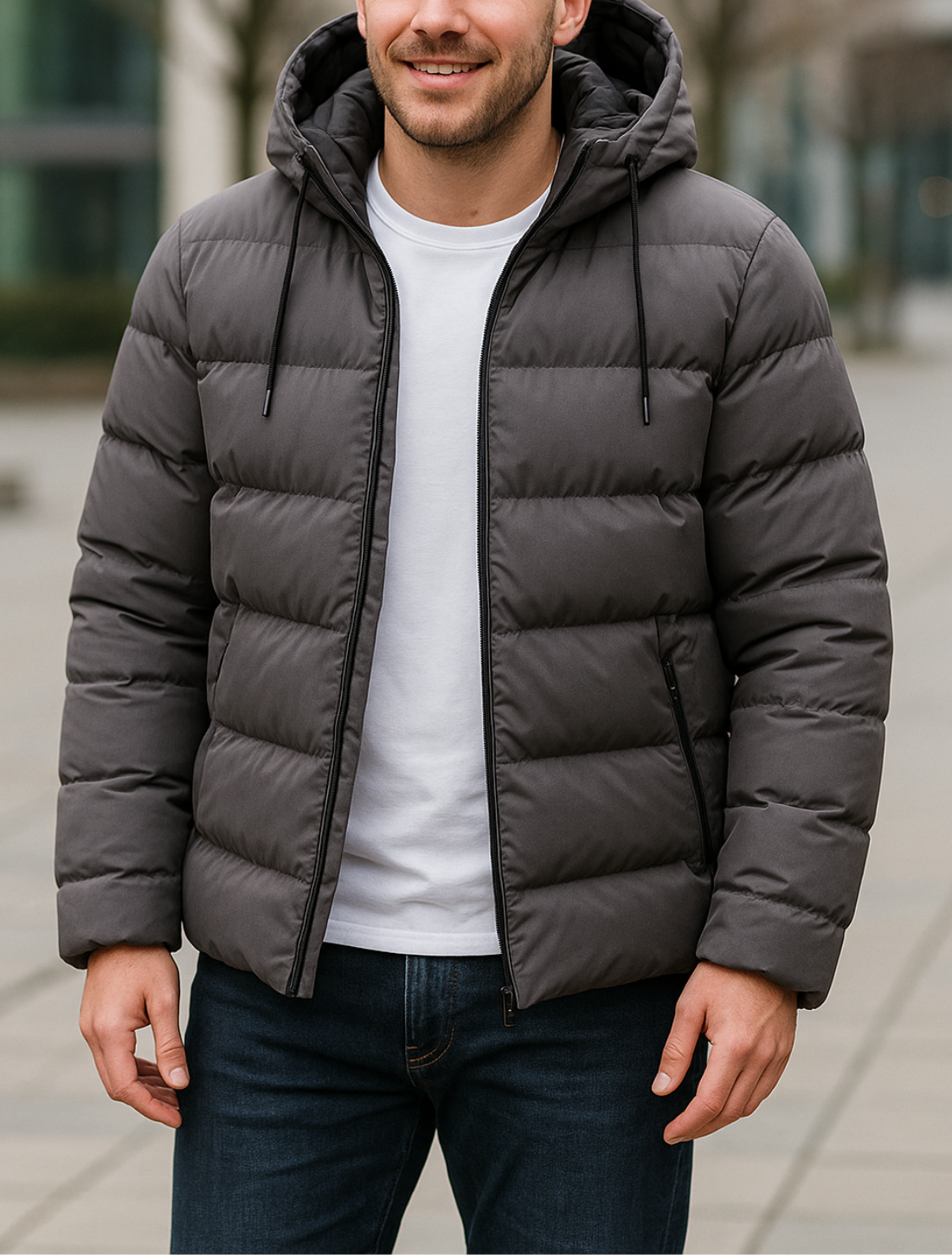 Heren Winterparka, Dikke Pufferjas met Capuchon, Casual Warme Outdoorjas | VIQA VIQA© NEDERLANDGrijs / 2XL