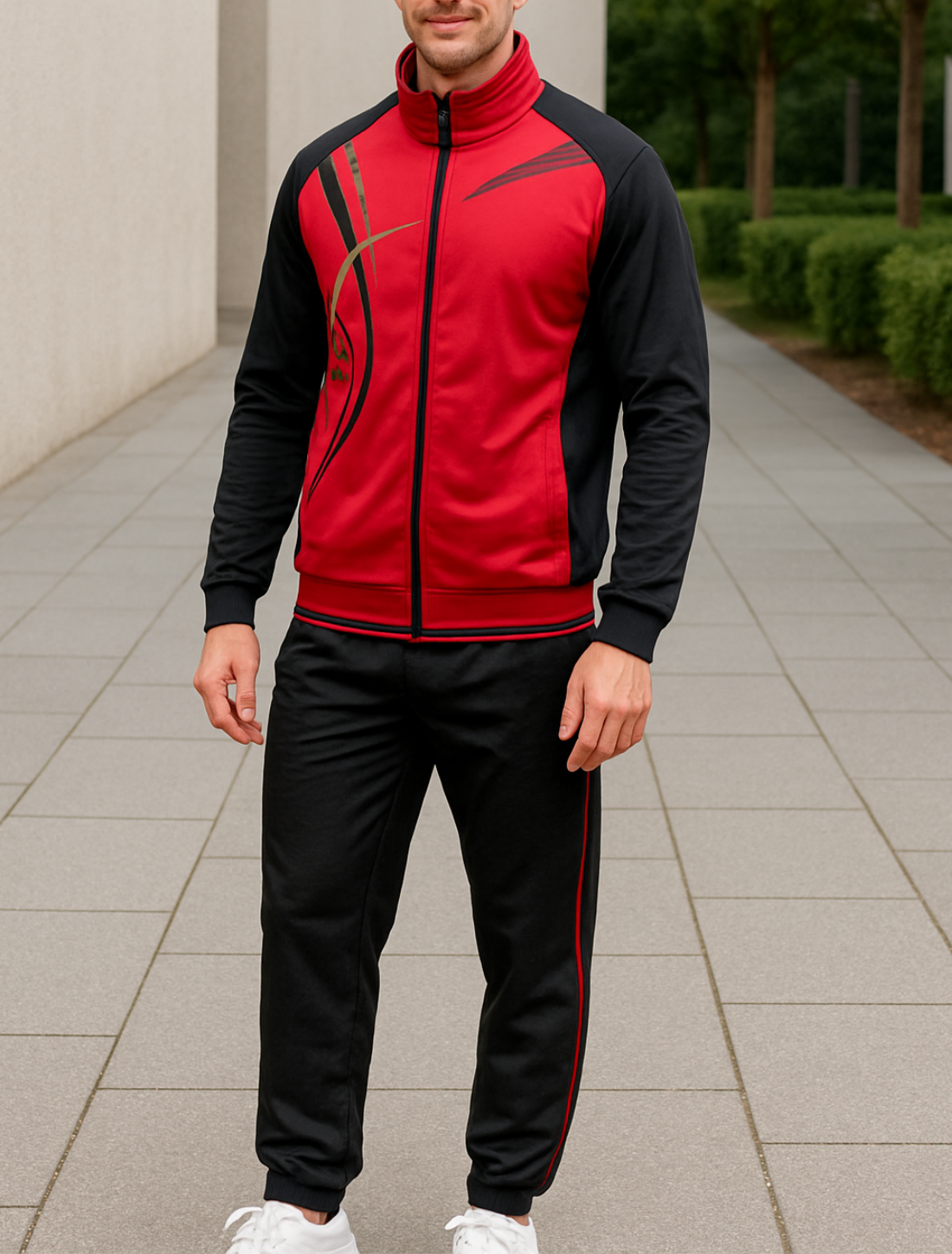 Heren Sportkleding Set, Twee-Delige Jas Met Rits En Broek, Casual Print Jogging Sport Outfit | VIQA VIQA© NEDERLAND