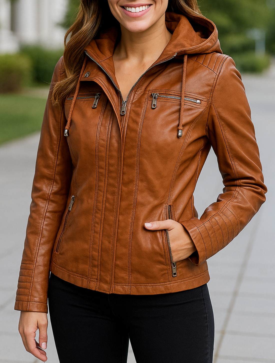 Dames Faux Lederen Jas, PU Motorfiets Jas, Hooded Winter Bovenkleding | VIQA VIQA© NEDERLAND