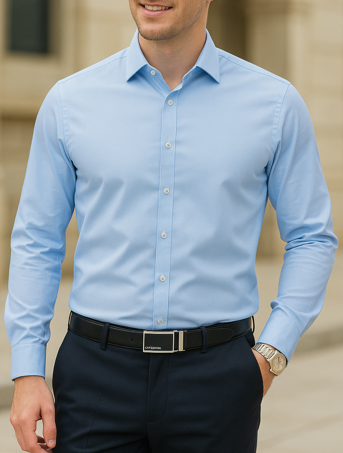 Heren Zakelijk Shirt, Effen Kleur Slim Pasvorm Lange Mouwen, Klassieke Casual Jurk Shirt | VIQA VIQA© NEDERLAND