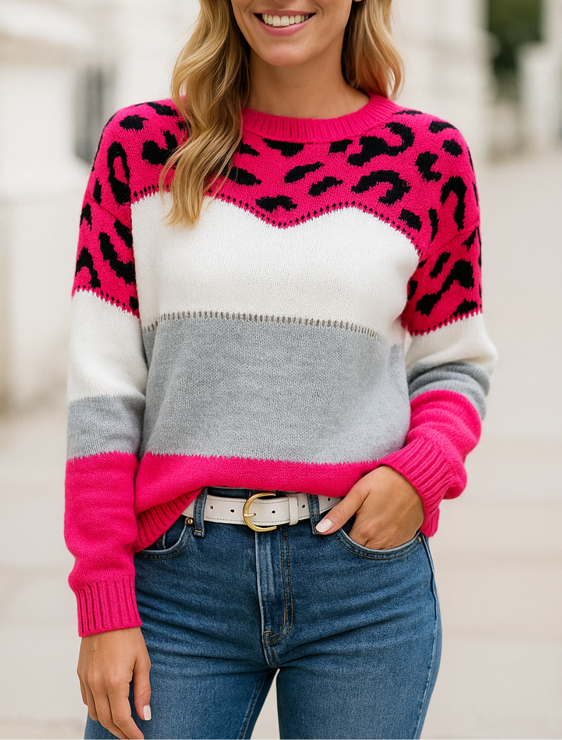 Dames Trui Met Luipaardprint, Losse Trui In Contrasterende Kleuren, Herfst-Winter Trui Met Lange Mouwen | VIQA VIQA© NEDERLAND