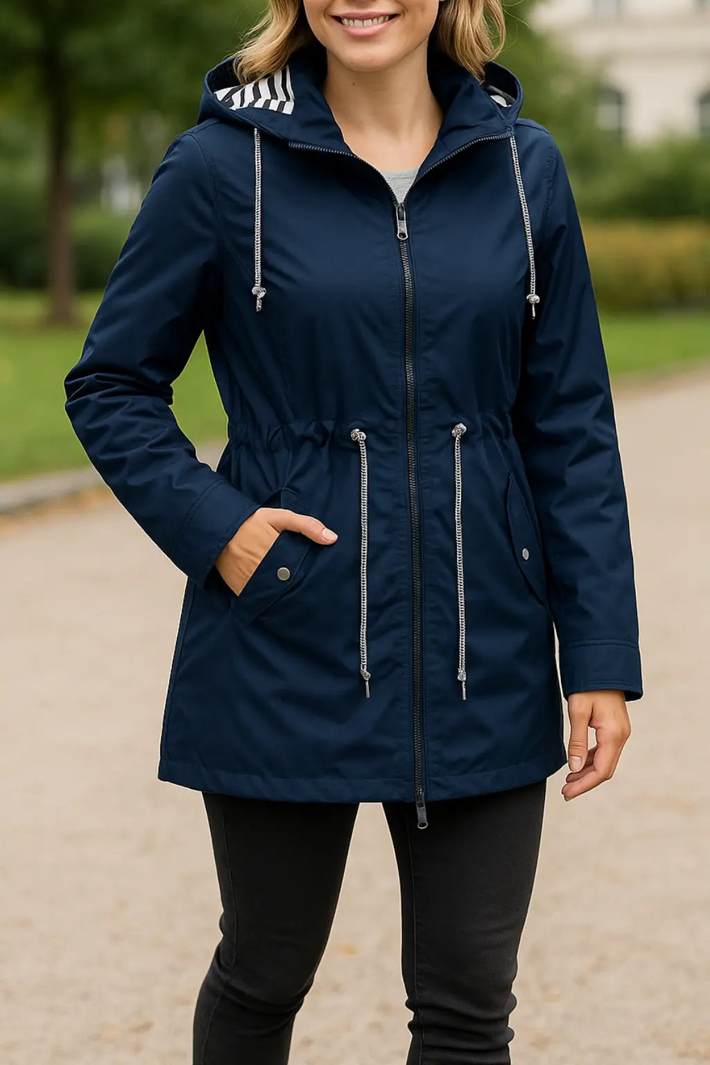 Waterdichte Regenjas Voor Dames, Lichtgewicht Trenchcoat Met Capuchon, Casual Outdoor Jas Voor Wandelingen | VIQA VIQA© NEDERLANDBlauw / 2XL