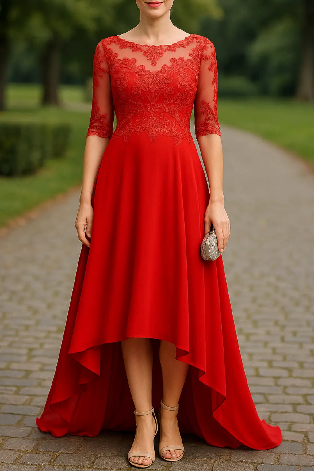 Dames Maxi Gala Jurk, Elegante Lange Bruiloft A-Lijn Feestjurk | VIQA VIQA© NEDERLANDRood-2XL