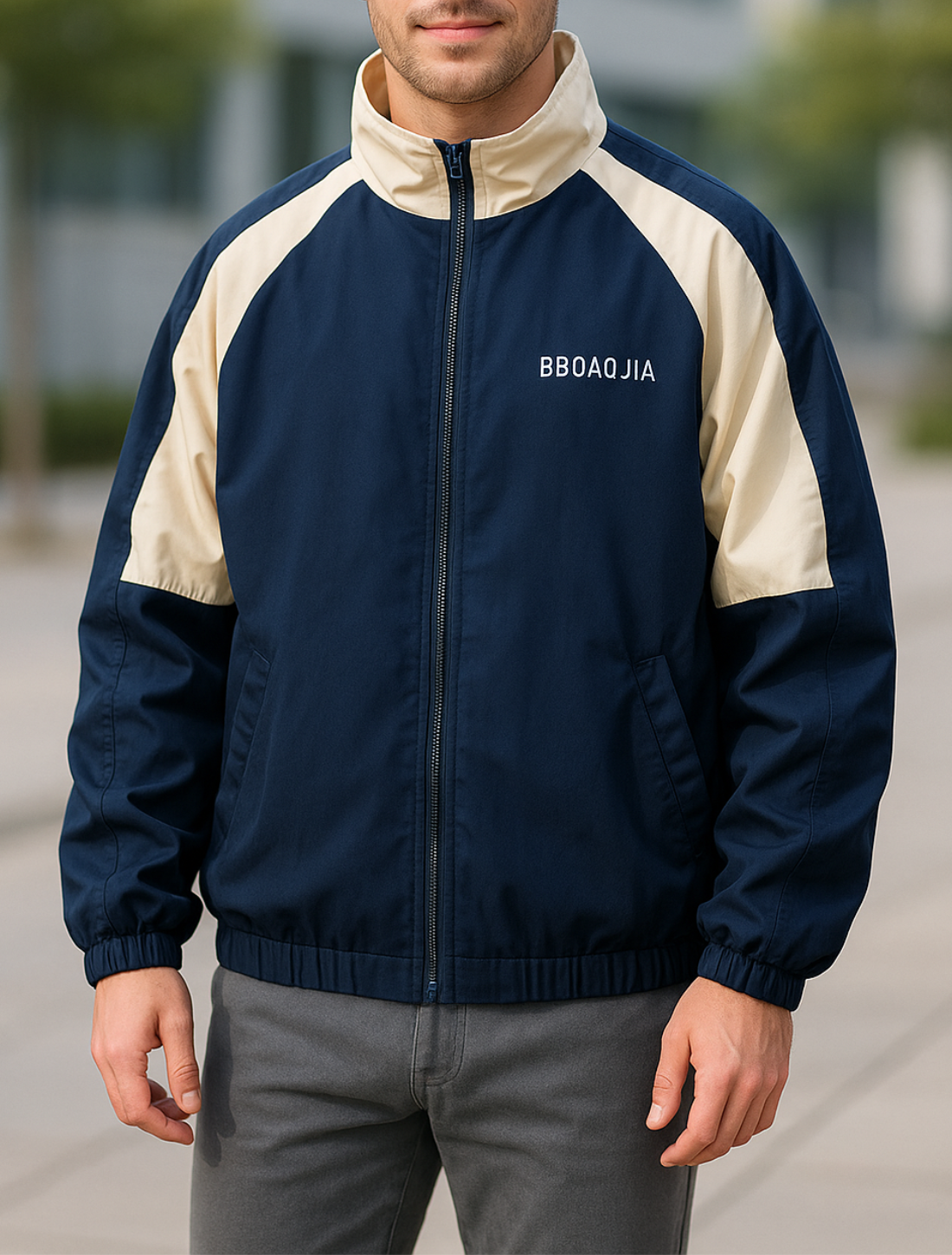 Heren Windjack Met Kleurblokken, High Street Stijl, Opstaande Kraag, Winter- En Lentebovenkleding | VIQA VIQA© NEDERLAND