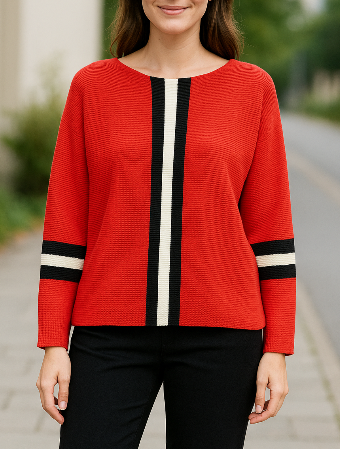 Verticale Streep Trui Voor Dames, Losvallende Korte Mouw Casual Top | VIQA VIQA© NEDERLAND