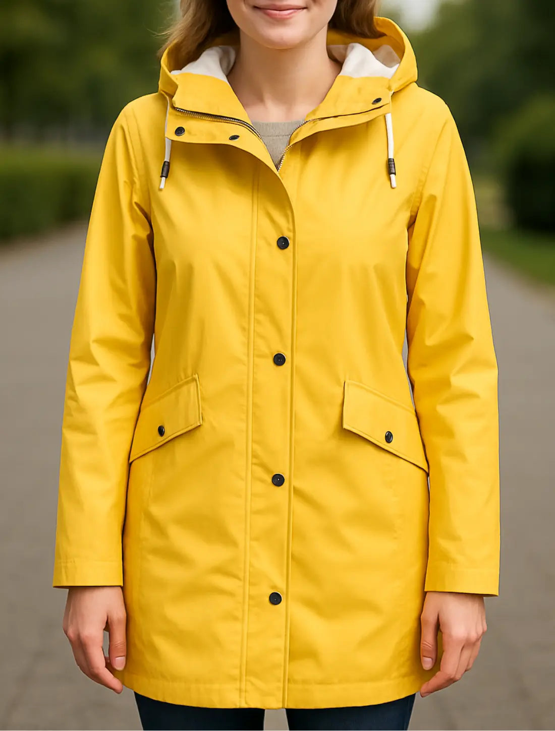 Waterdichte Regenjas Voor Dames, Lange Winddichte Wandeljas Met Capuchon, Warme Casual Kleding Voor Buiten | VIQA VIQA© NEDERLANDGeel / 2XL
