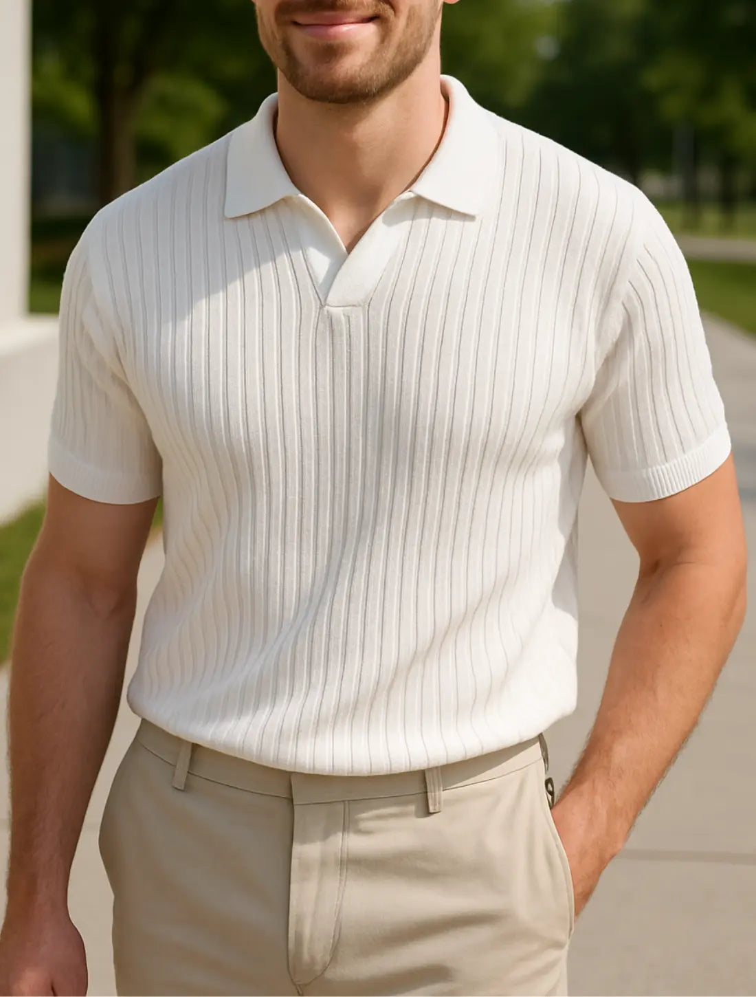 Heren Zomer Poloshirt, Effen Keur Gebreide Korte Mouwen Top, Casual Veelzijdige Mode T-shirt | VIQA VIQA© NEDERLANDWit / 2XL