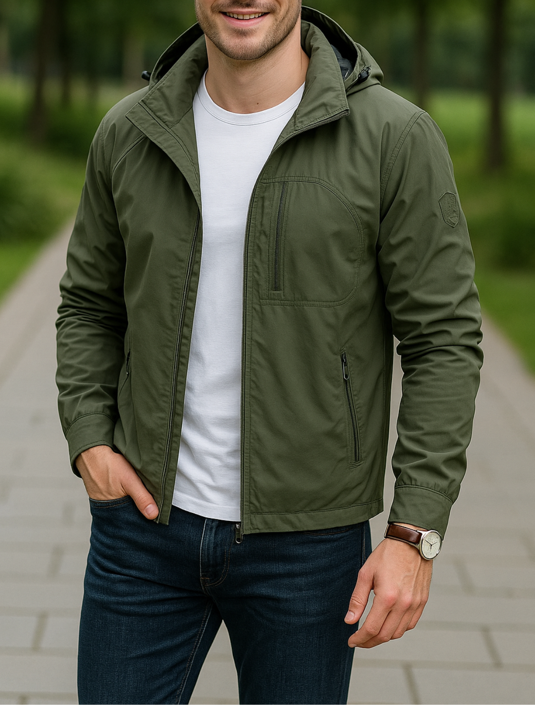 Heren Windjack, Lchtgewicht Lange Jas Met Flip Kraag En Zakken | VIQA VIQA© NEDERLAND