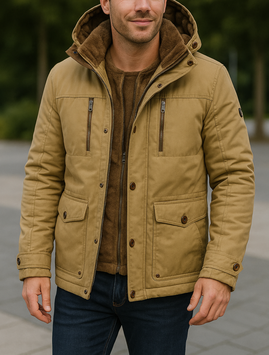 Gewatteerde Herenjas, Halflange Fleece Gevoerde Winterjas, Dikke Warme Bovenkleding | VIQA VIQA© NEDERLAND