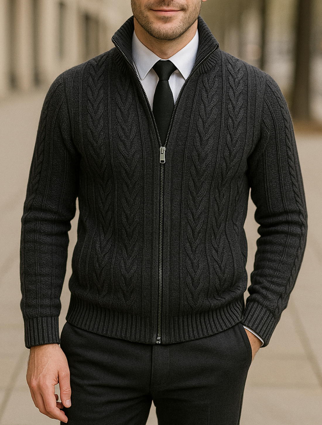 Heren Cashmere Gebreide Trui Jas, Warme Gewatteerde Casual Rits Vest Jas Voor De Winter | VIQA VIQA© NEDERLAND