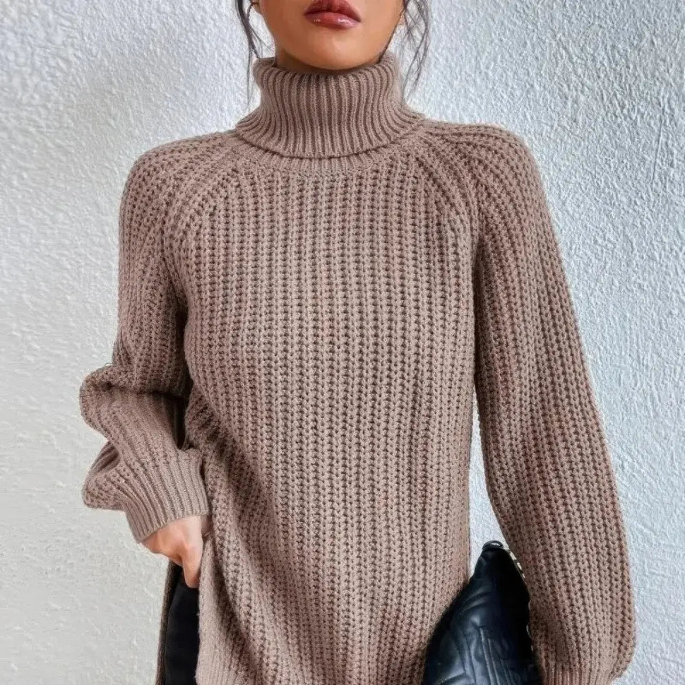 Gebreide Damestrui Met Hoge Hals VIQA© NEDERLANDKhaki-XL