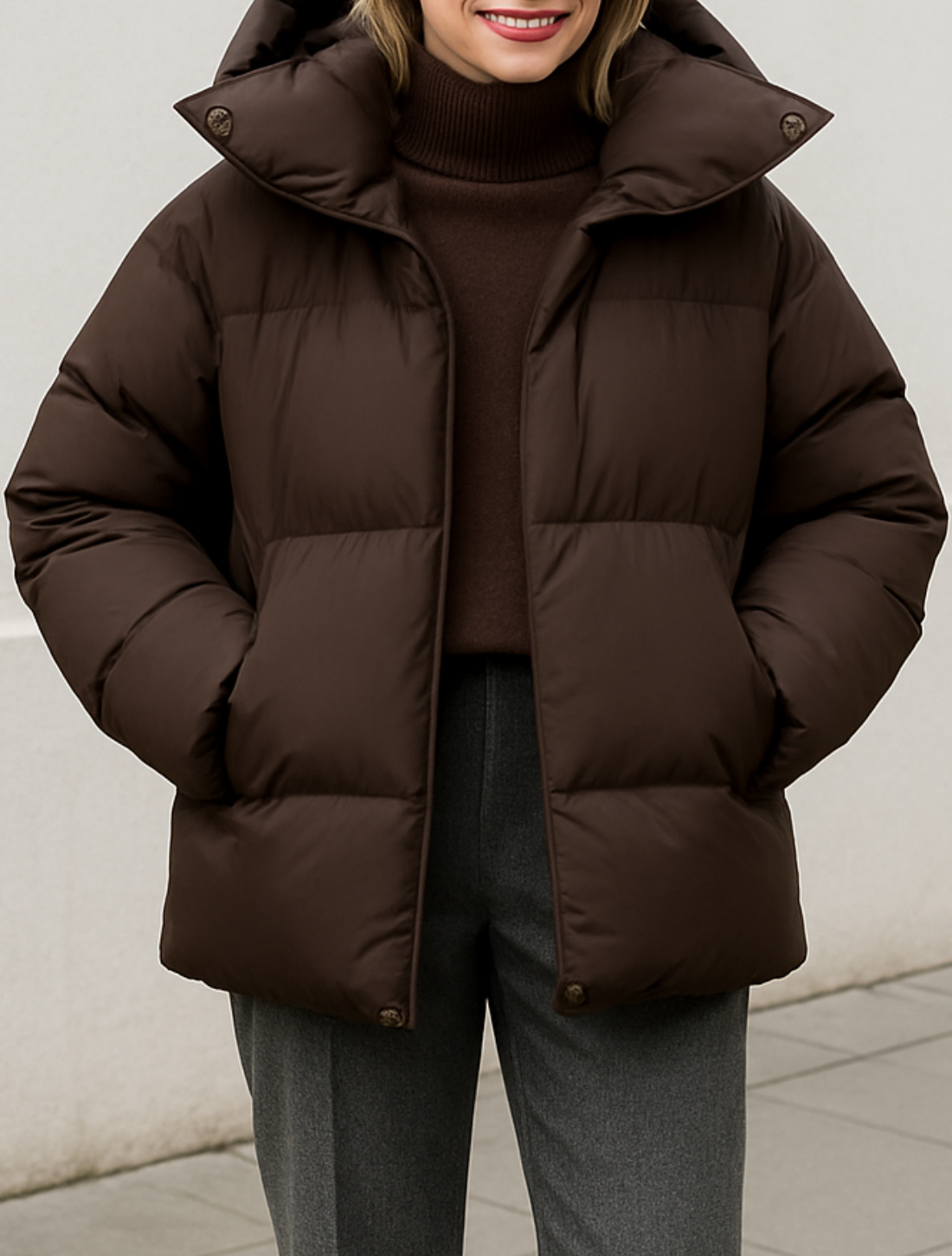 Dames Winter Pufferjas, Losvallende Warme Parka Met Capuchon, Casual Bovenkleding | VIQA VIQA© NEDERLANDBruin / L