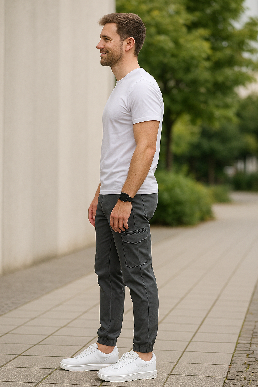 Heren Skinny Cargobroek Met Hoge Stretch, Casual Joggingbroek Met Meerdere Zakken Voor Buiten | VIQA VIQA© NEDERLAND