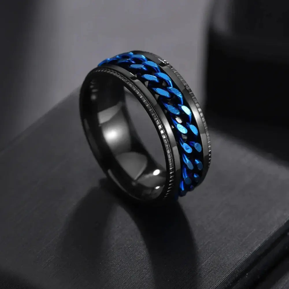 8mm Draaibare Spinring Voor Heren VIQA© NEDERLANDZwart-Blauw