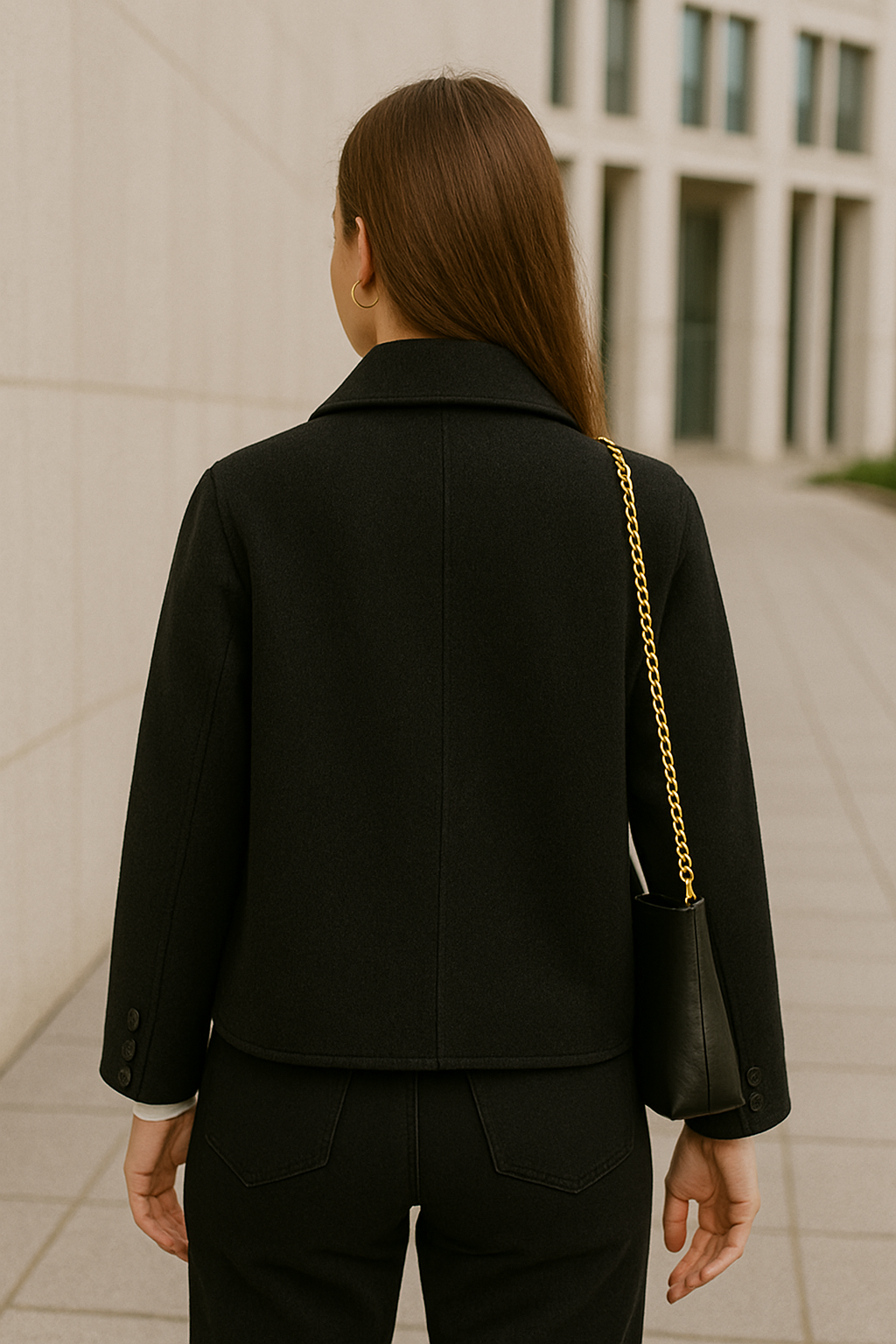 Wollen Damesjas, Effen Kort Knoopjasje, Herfstwinter Warme Bovenkleding | VIQA VIQA© NEDERLAND