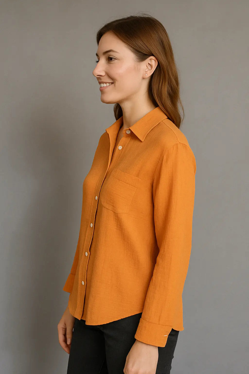 Jaclyn Comfortabel Lange Oranje Blouse Dames VIQA© NEDERLAND