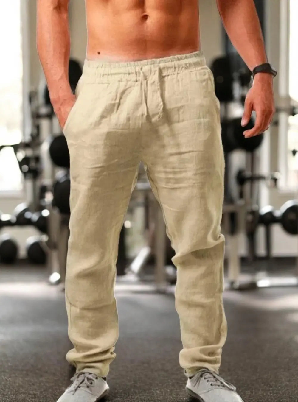 Anthony Katoenen Linnen Herenbroek VIQA© NEDERLANDKhaki-XL