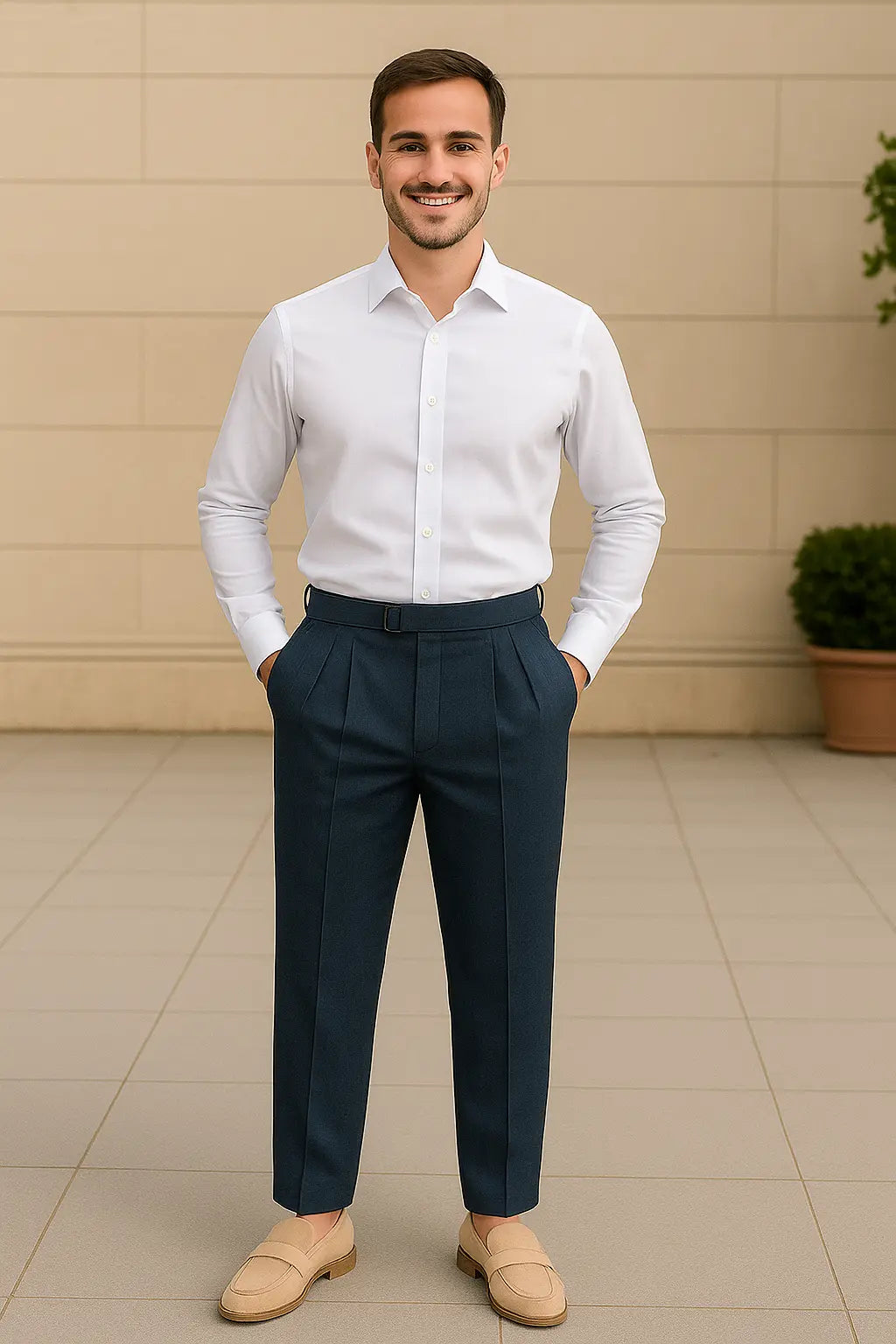 Heren Pantalon, Hooggetailleerde Rechte Broek, Zakelijke Stijl Met Riem | VIQA VIQA© NEDERLAND