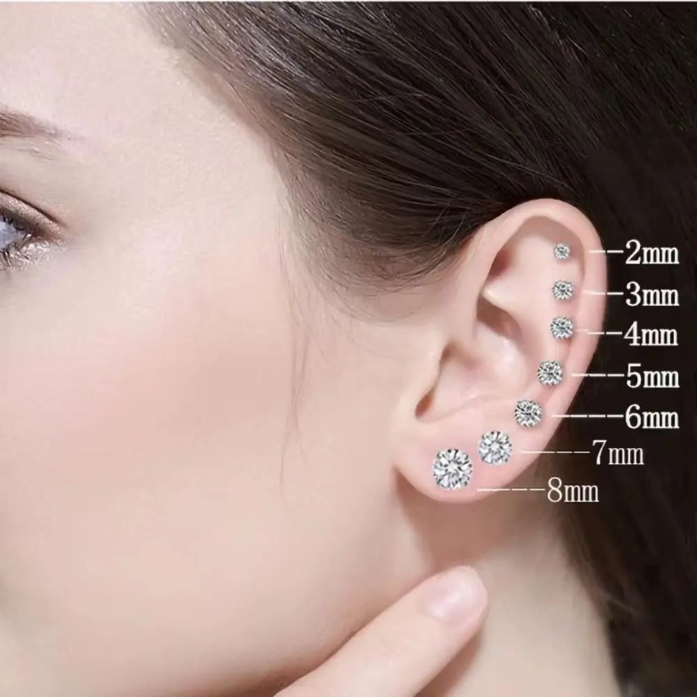 Unisex Roestvrij Staal Kristal Zirkoon Oorstekers VIQA© NEDERLAND