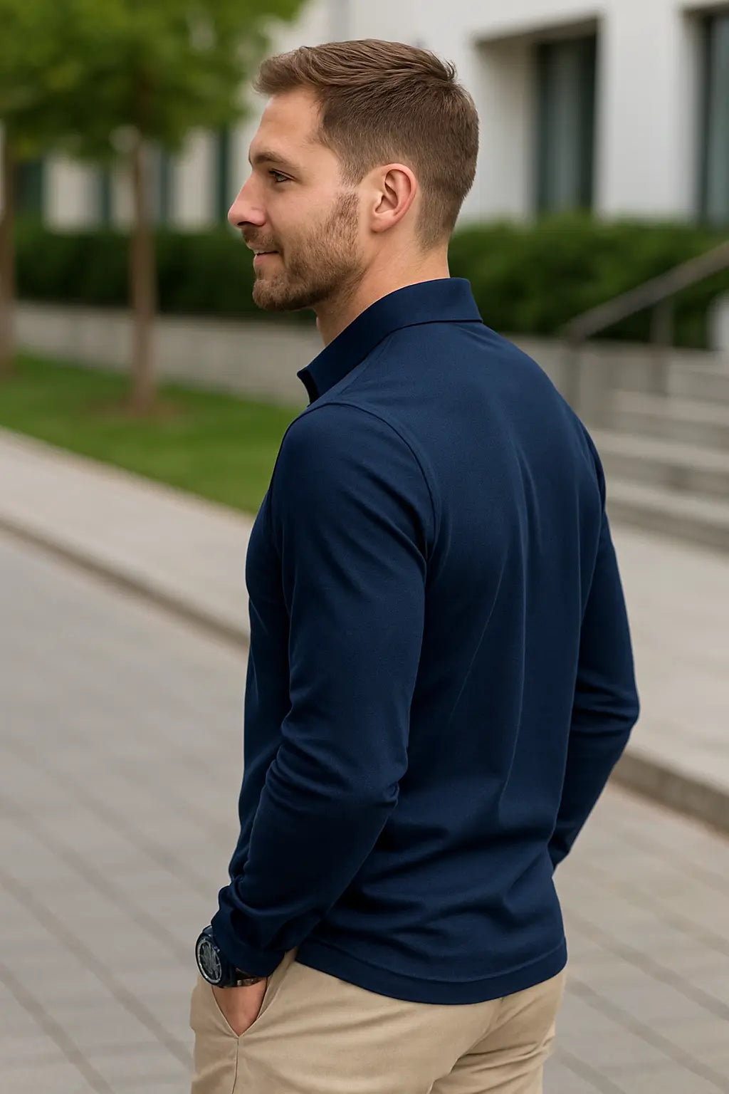 Heren Langmouwen Shirt, Wijde Pasvorm, Kralendetails, Lichtgewicht Top Voor Dagelijks Gebruik | VIQA VIQA© NEDERLAND