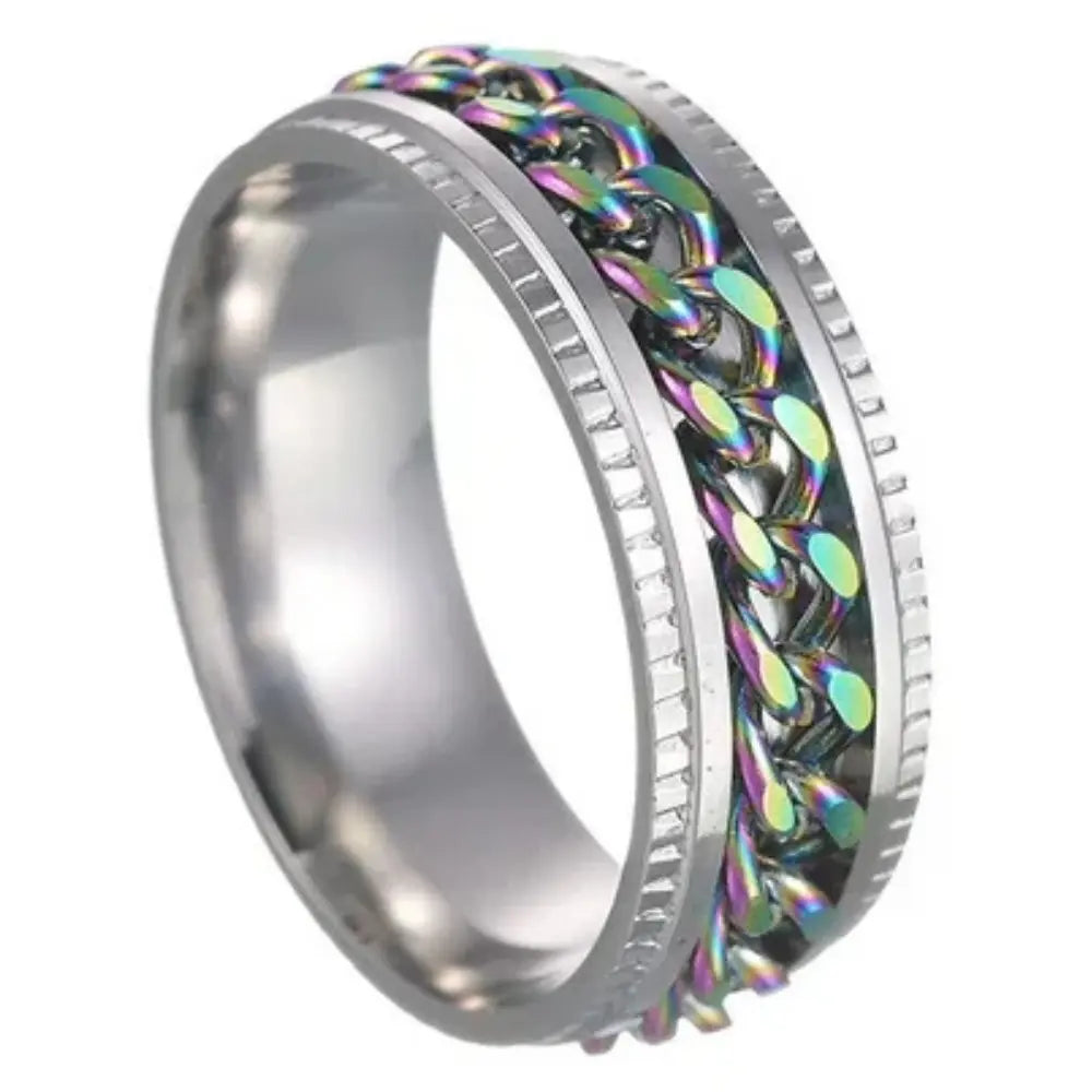 8mm Draaibare Spinring Voor Heren VIQA© NEDERLANDZilver-Multicolor